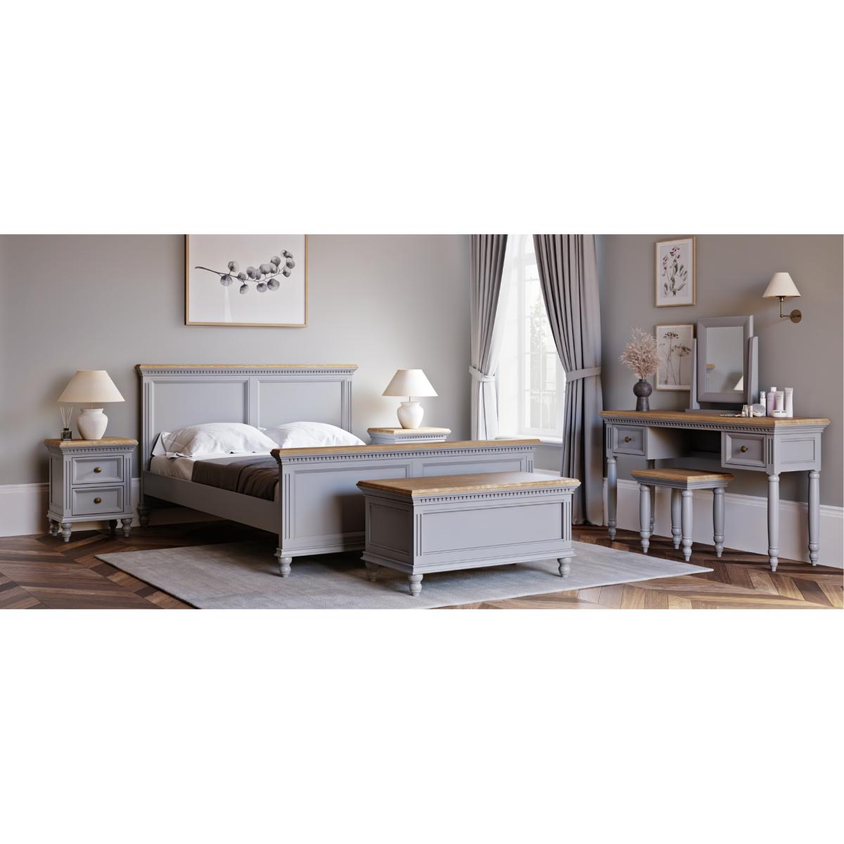 Francis Oak and Light Grey Painted Double Bed – image 10