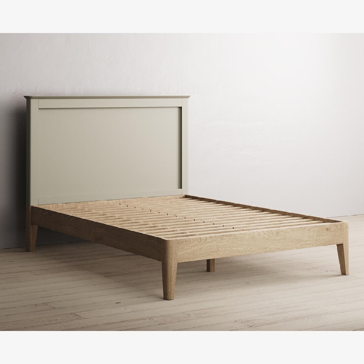 Ancona Oak and Soft Green Painted Double Bed – image 1