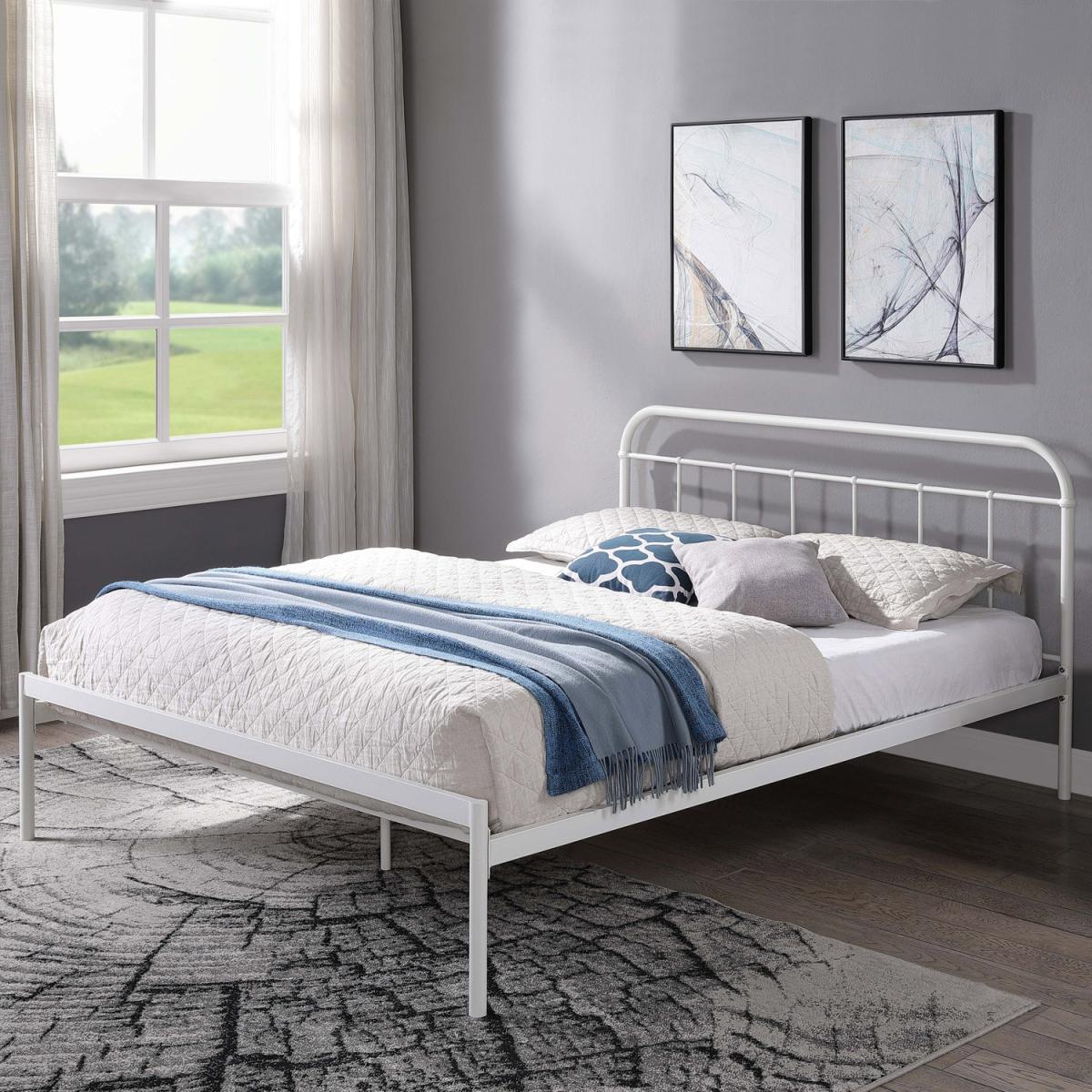 Bourton Modern White Metal Bed Frame - White / 23g – image 2