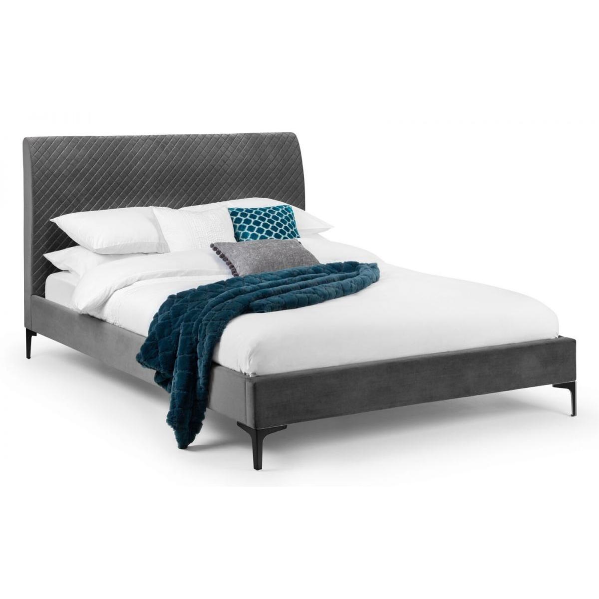 Diamond Premium Quilted Velvet Bed - Grey / Double – image 2