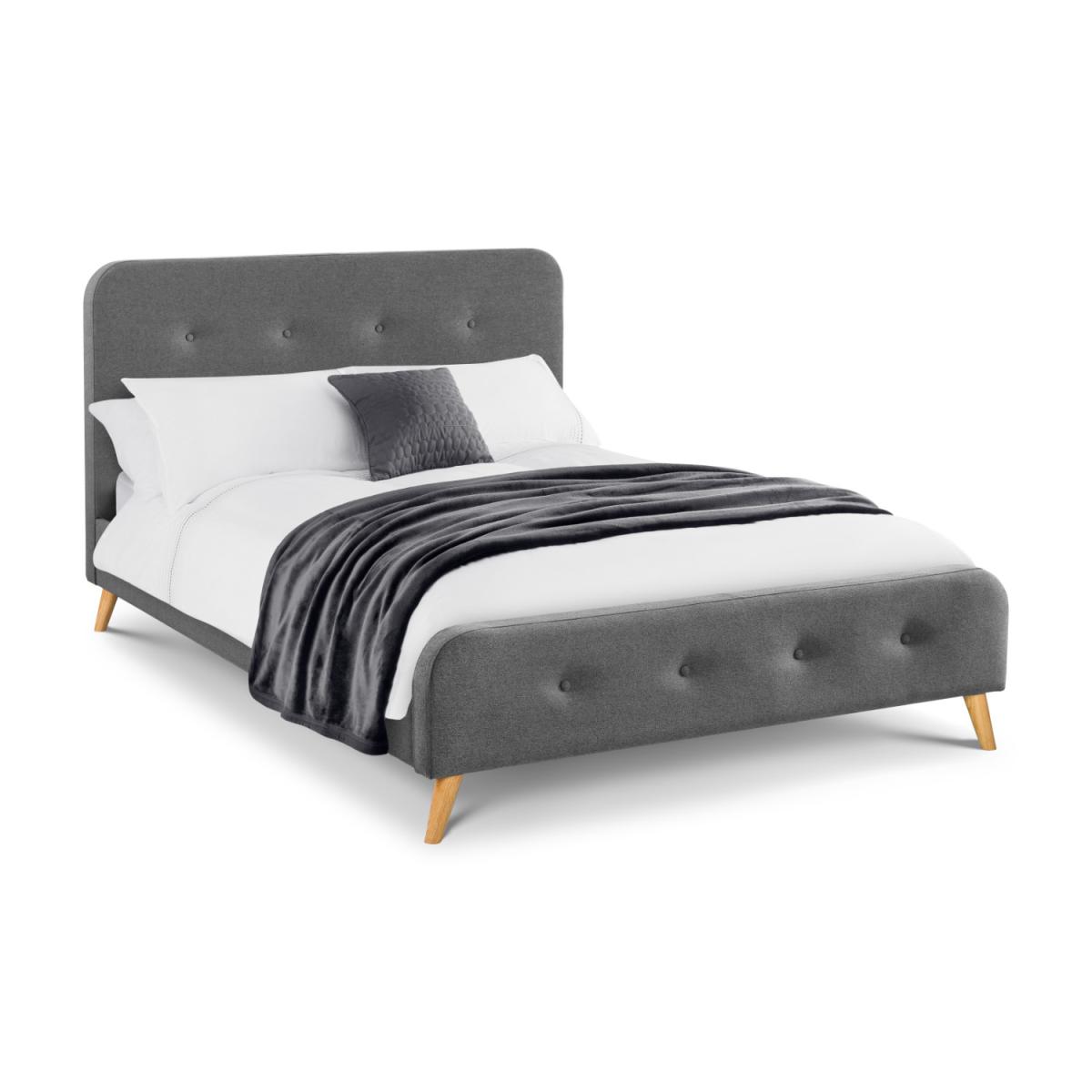 Astrid Curved Retro Buttoned Bed - Grey / Double – image 2