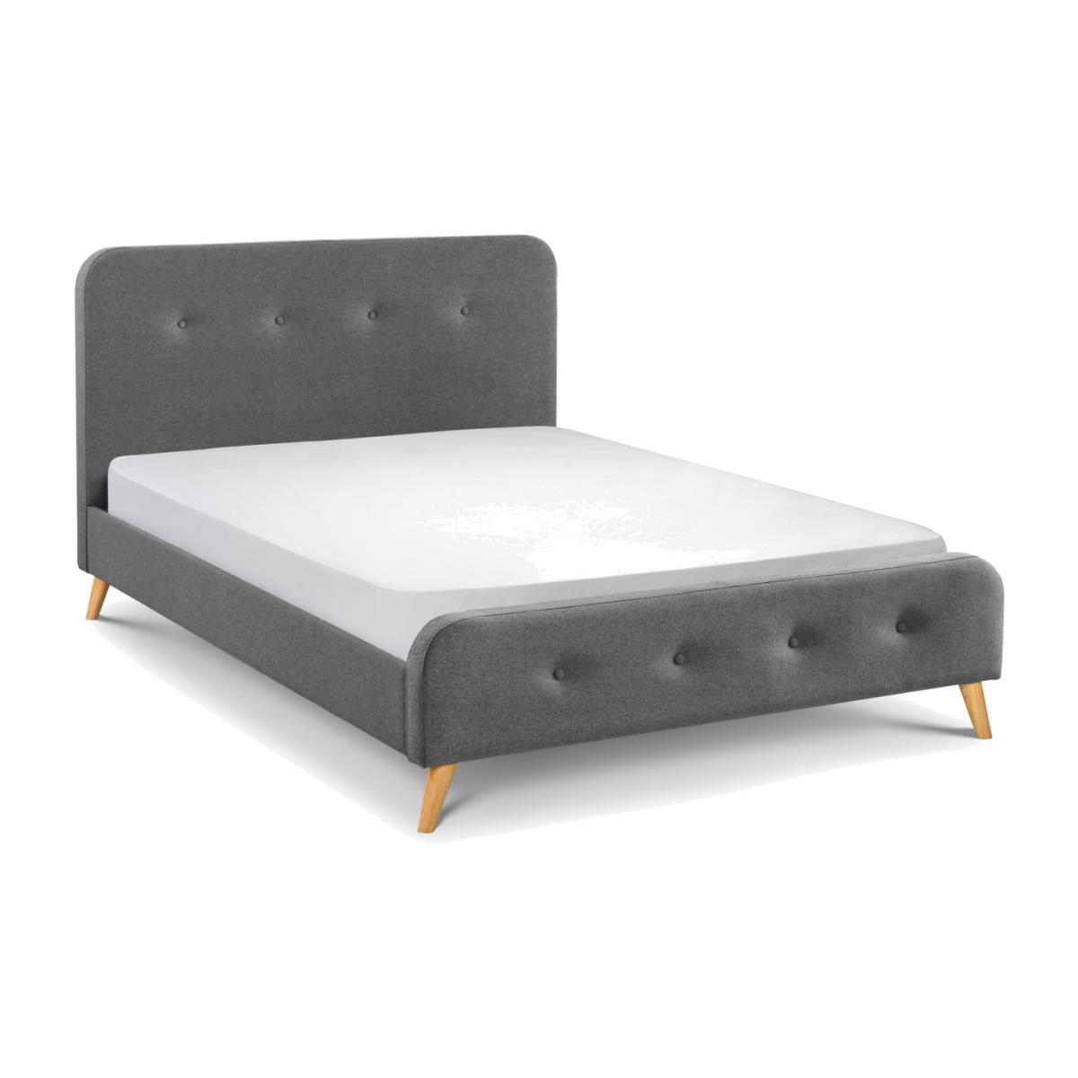 Astrid Curved Retro Buttoned Bed - Grey / Double – image 1