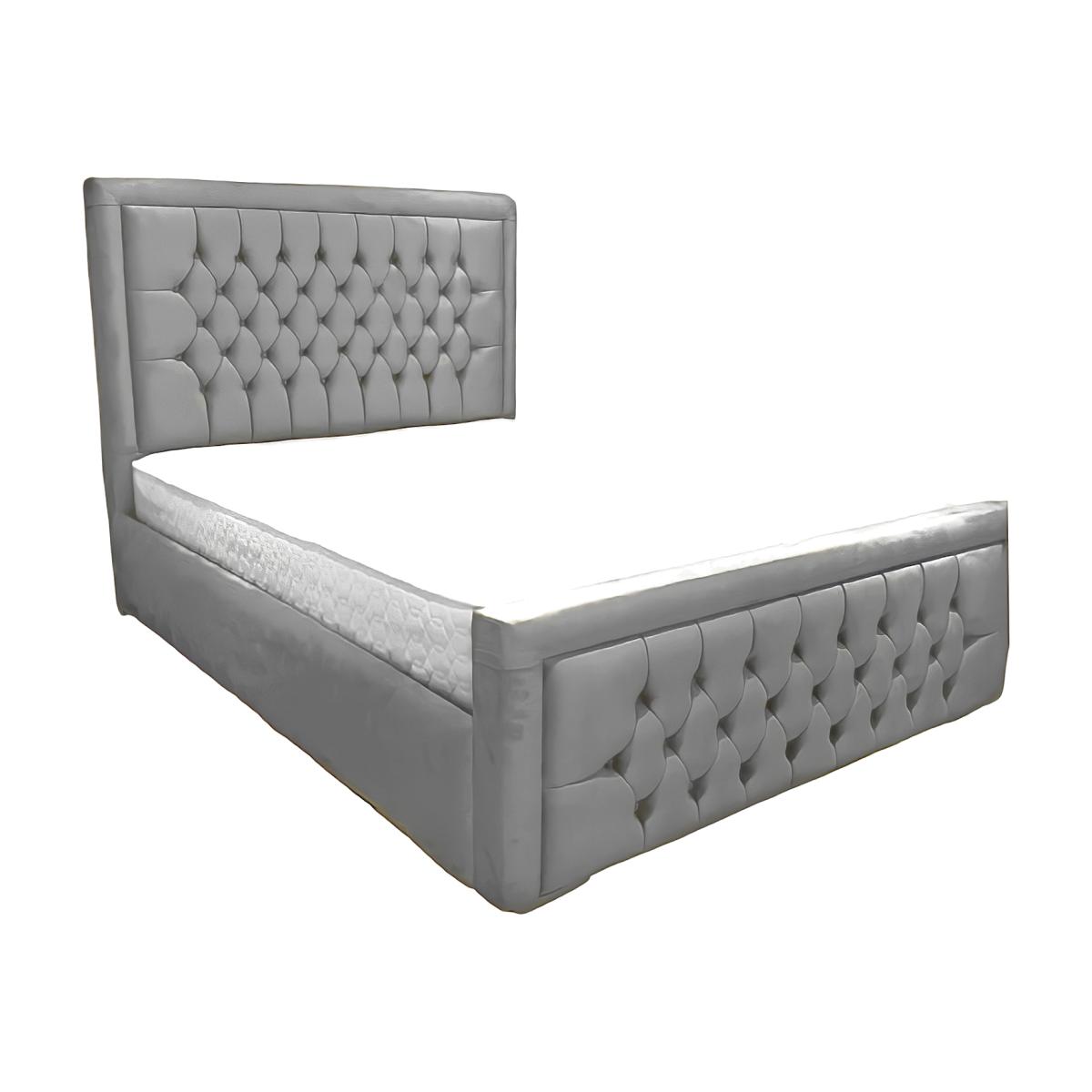 Hilton Chesterfield Bumper Upholstered Bed Frame - Silver / Double