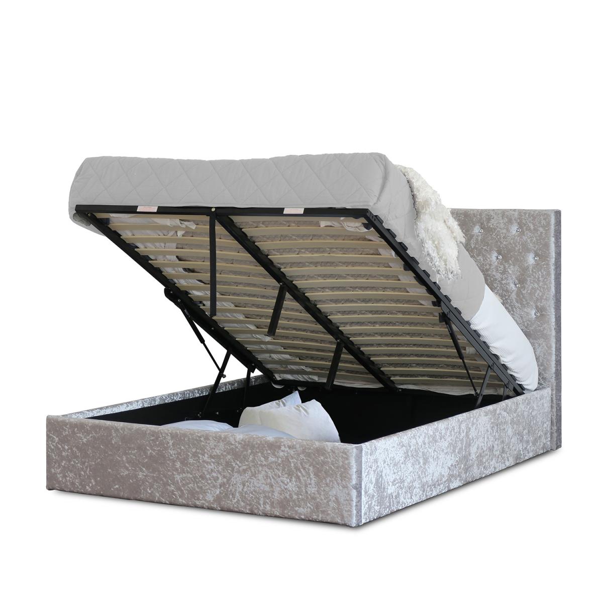 Glitz Crushed Velvet Bed Frame - Silver / Double – image 2