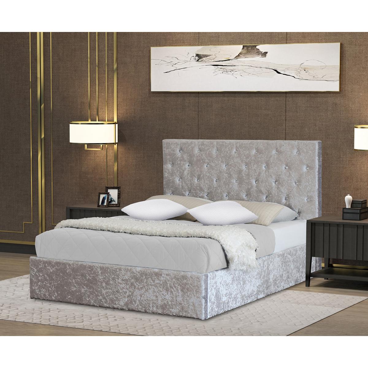 Glitz Crushed Velvet Bed Frame - Silver / Double – image 12