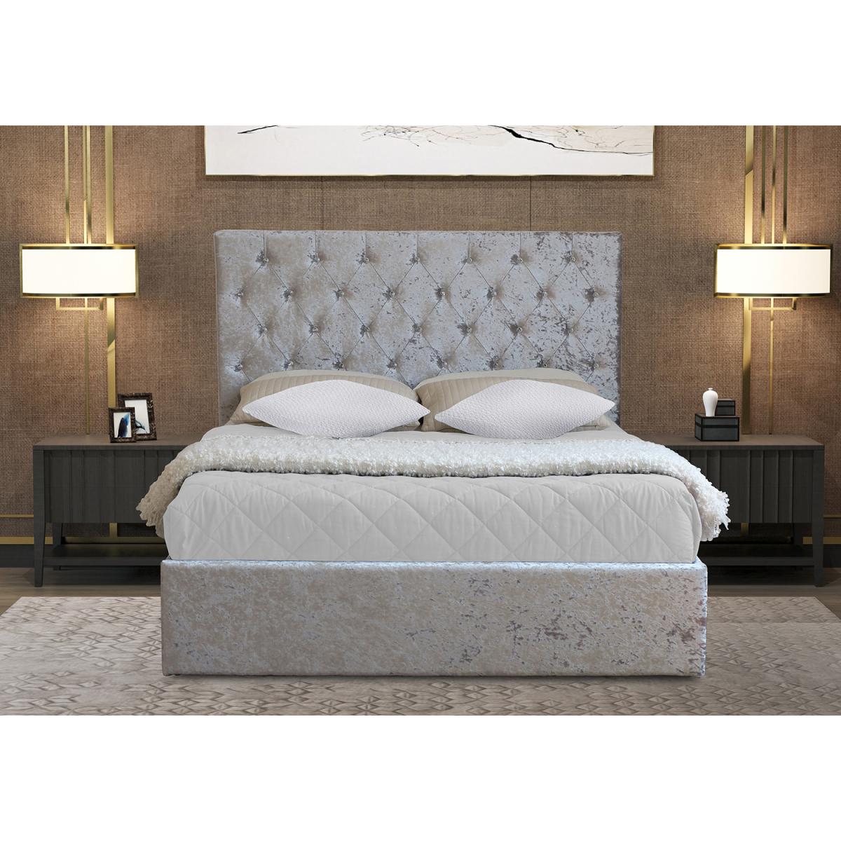Glitz Crushed Velvet Bed Frame - Silver / Double – image 4