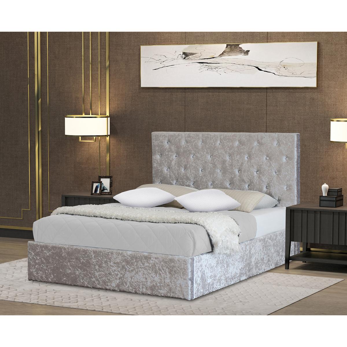Glitz Crushed Velvet Bed Frame - Silver / Double – image 5