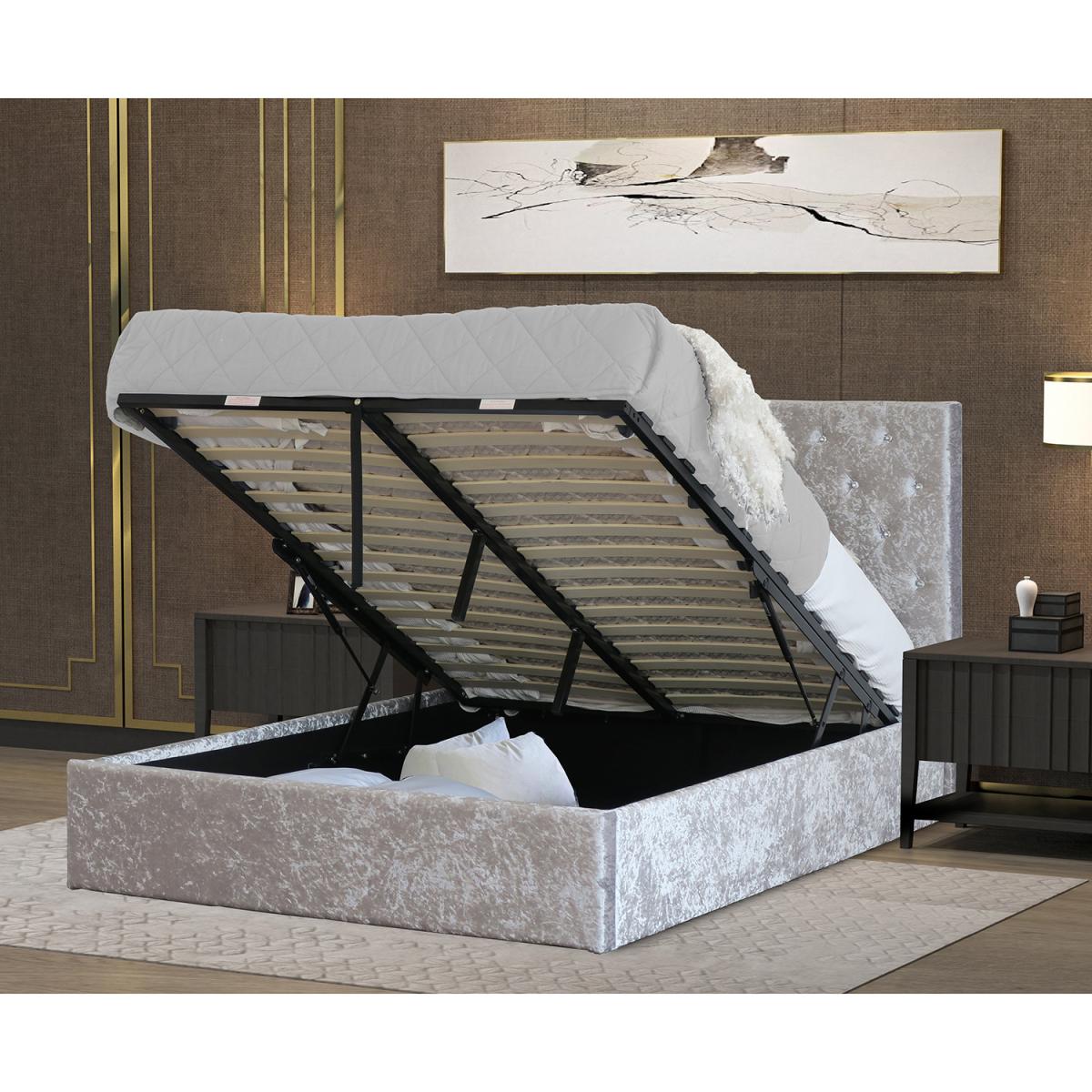 Glitz Crushed Velvet Bed Frame - Silver / Double – image 6