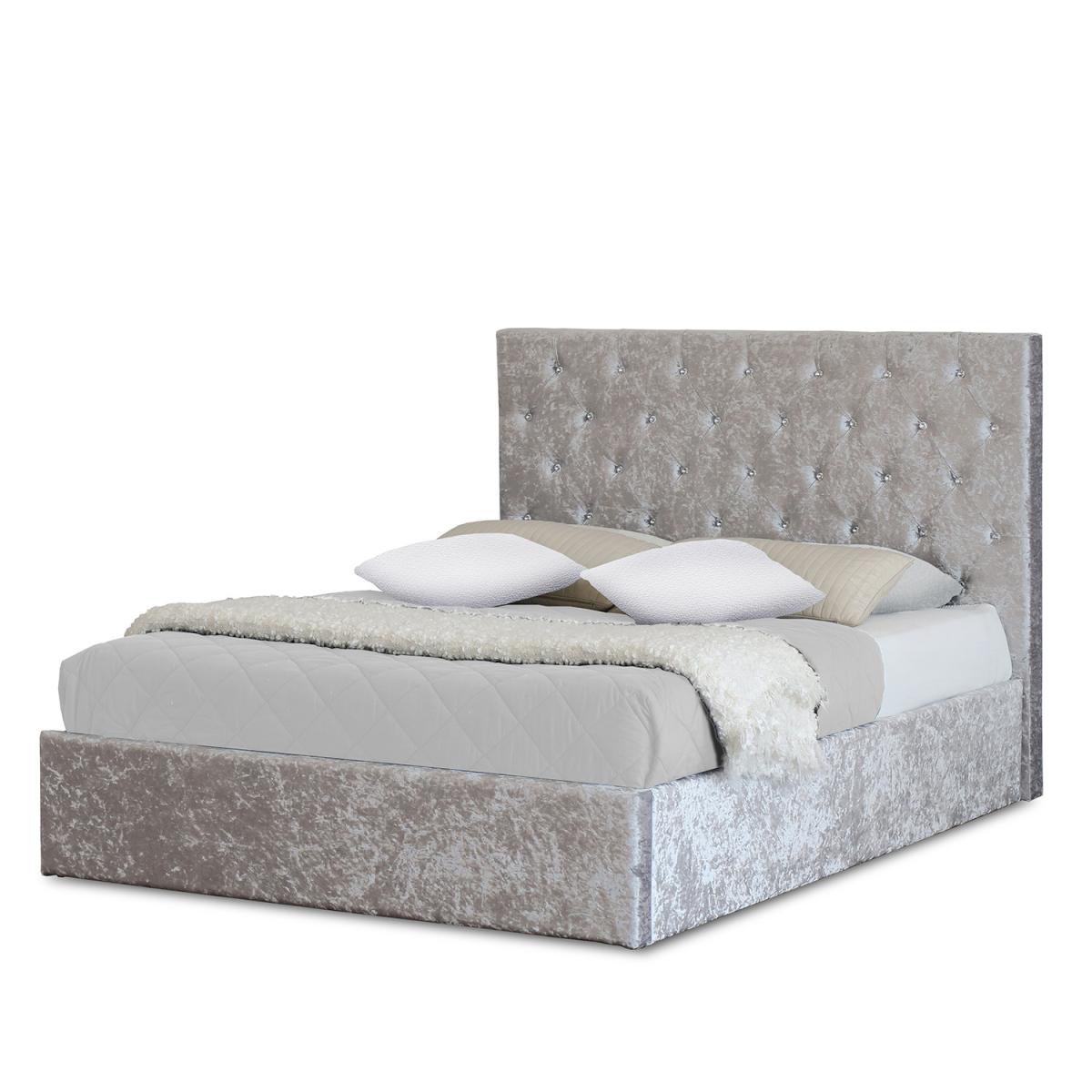 Glitz Crushed Velvet Bed Frame - Silver / Double – image 7