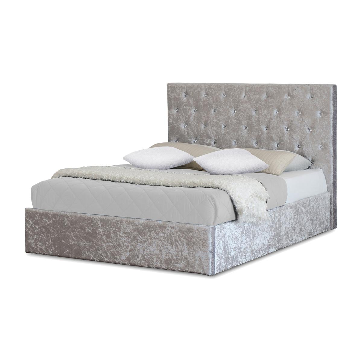 Glitz Crushed Velvet Bed Frame - Silver / Double – image 1