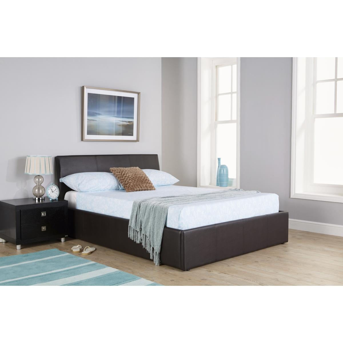 Ascot Ottoman Bed Frame - Brown / Double / No / Faux Leather – image 3