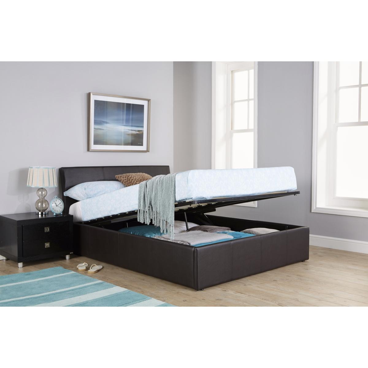 Ascot Ottoman Bed Frame - Brown / Double / No / Faux Leather – image 4
