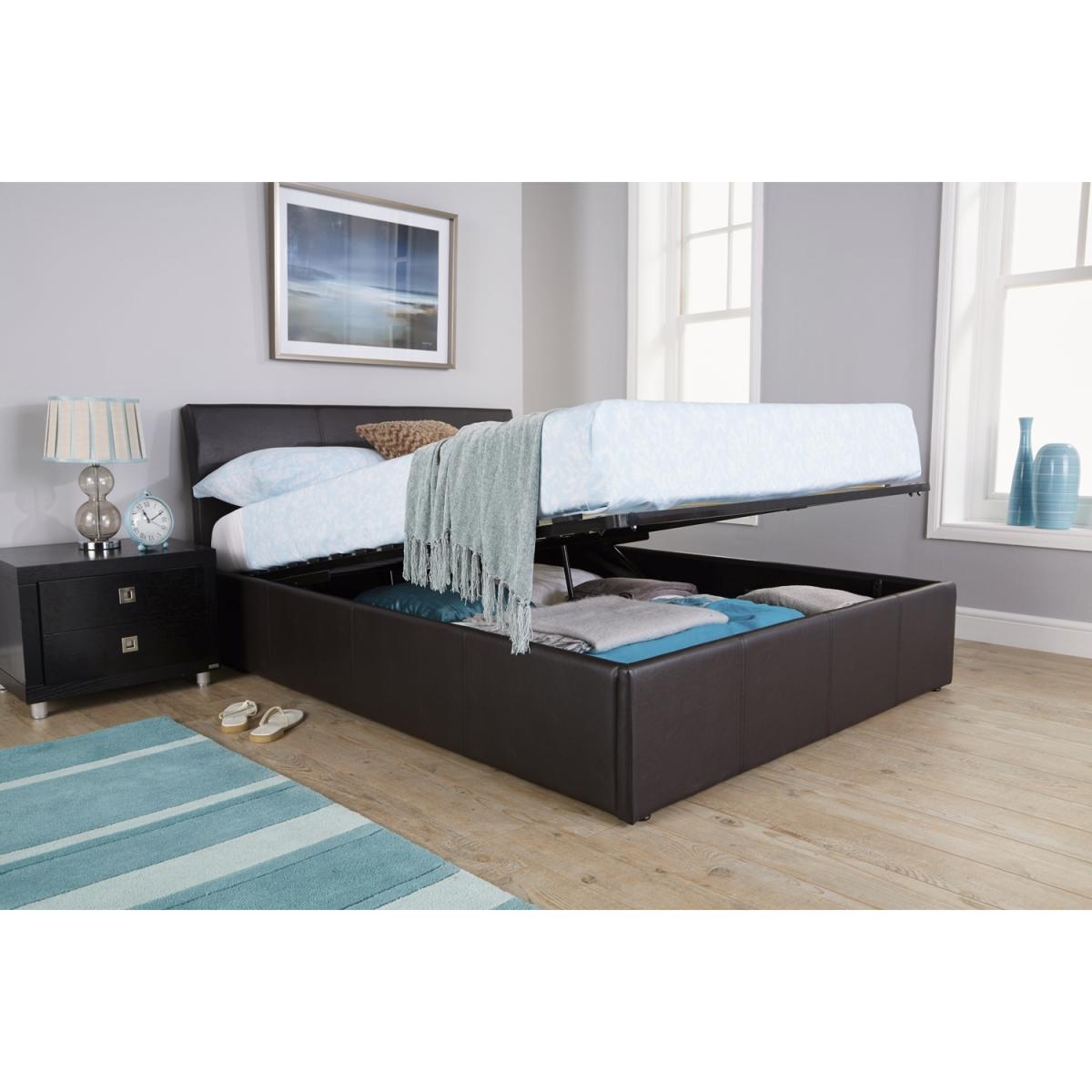 Ascot Ottoman Bed Frame - Brown / Double / No / Faux Leather – image 5