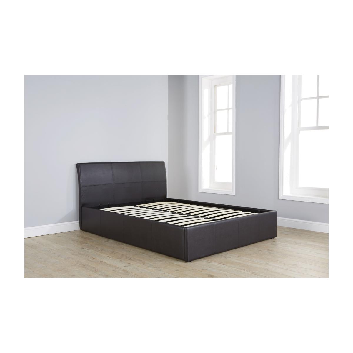 Ascot Ottoman Bed Frame - Brown / Double / No / Faux Leather – image 1