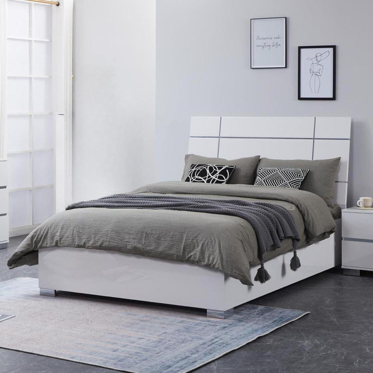 Jesmond High Gloss Double Bed Frame - White – image 2