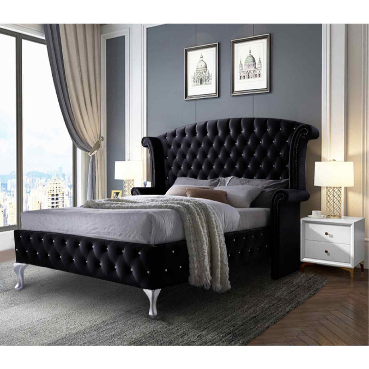 Patricia Upholstered Plush Velvet Bed Frame - Pink / Double – image 2