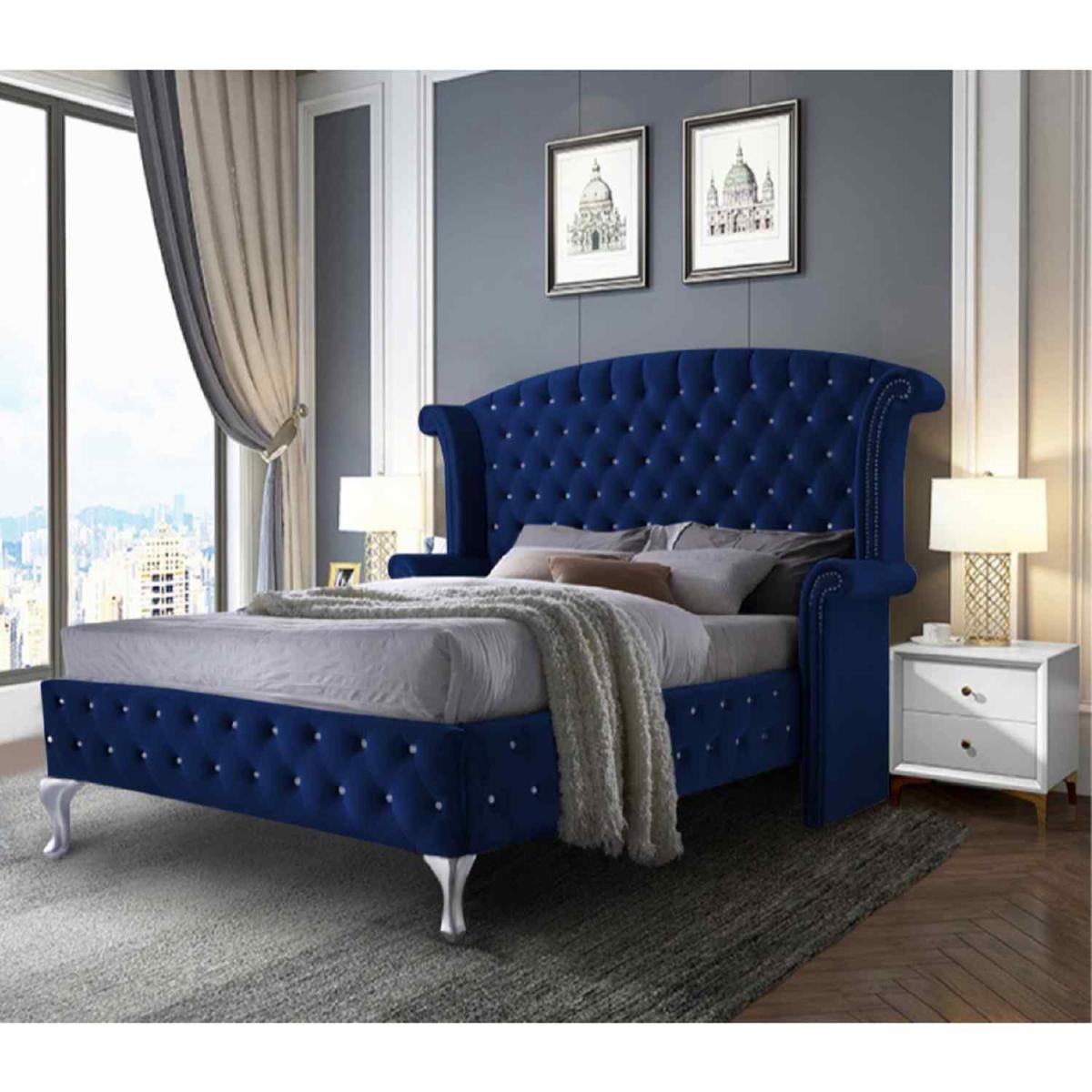 Patricia Upholstered Plush Velvet Bed Frame - Pink / Double – image 3