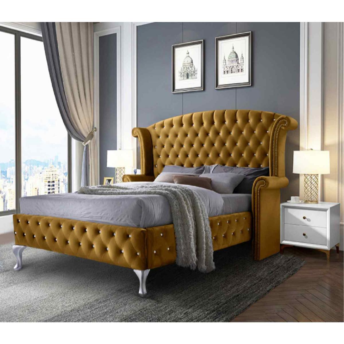 Patricia Upholstered Plush Velvet Bed Frame - Pink / Double – image 4