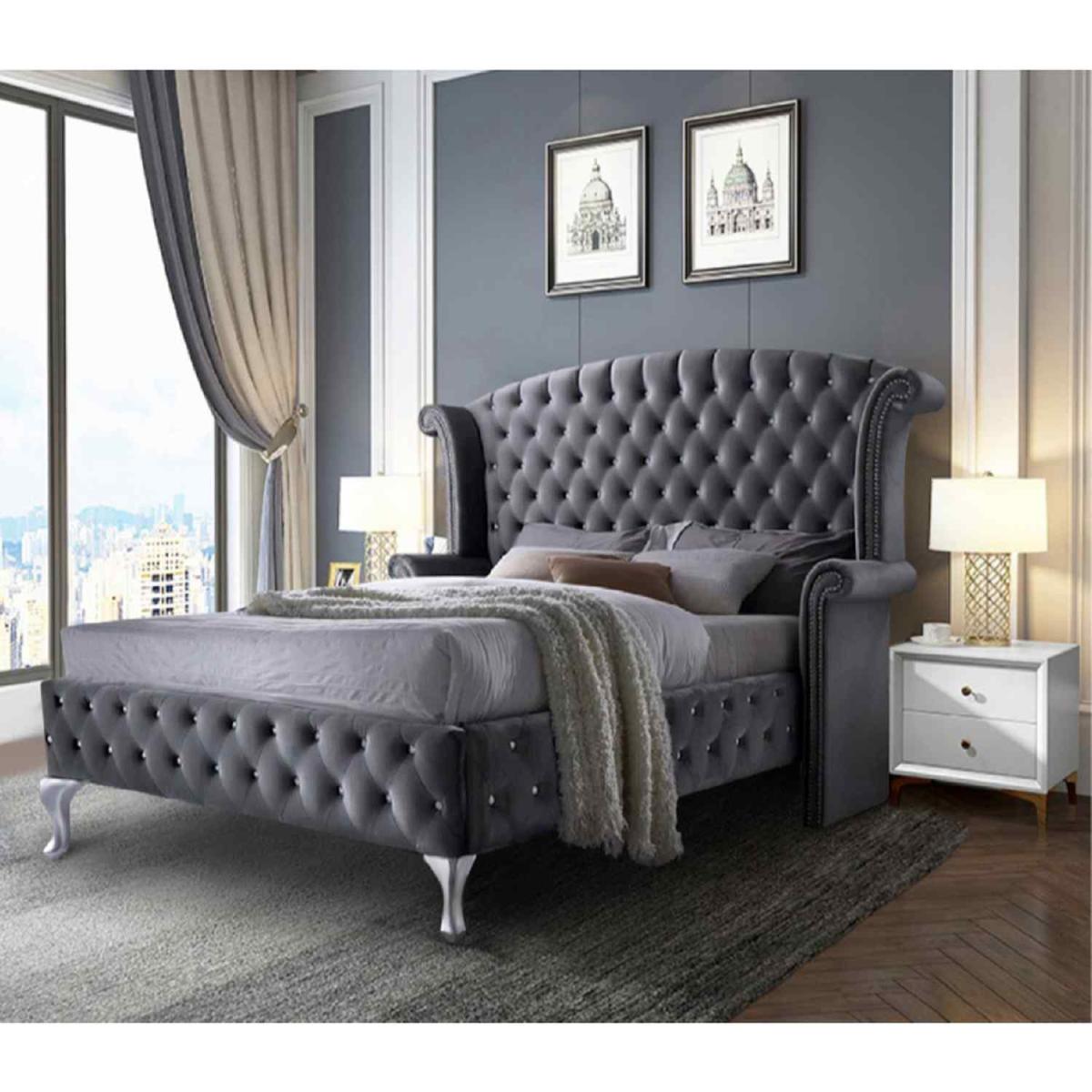 Patricia Upholstered Plush Velvet Bed Frame - Pink / Double – image 5