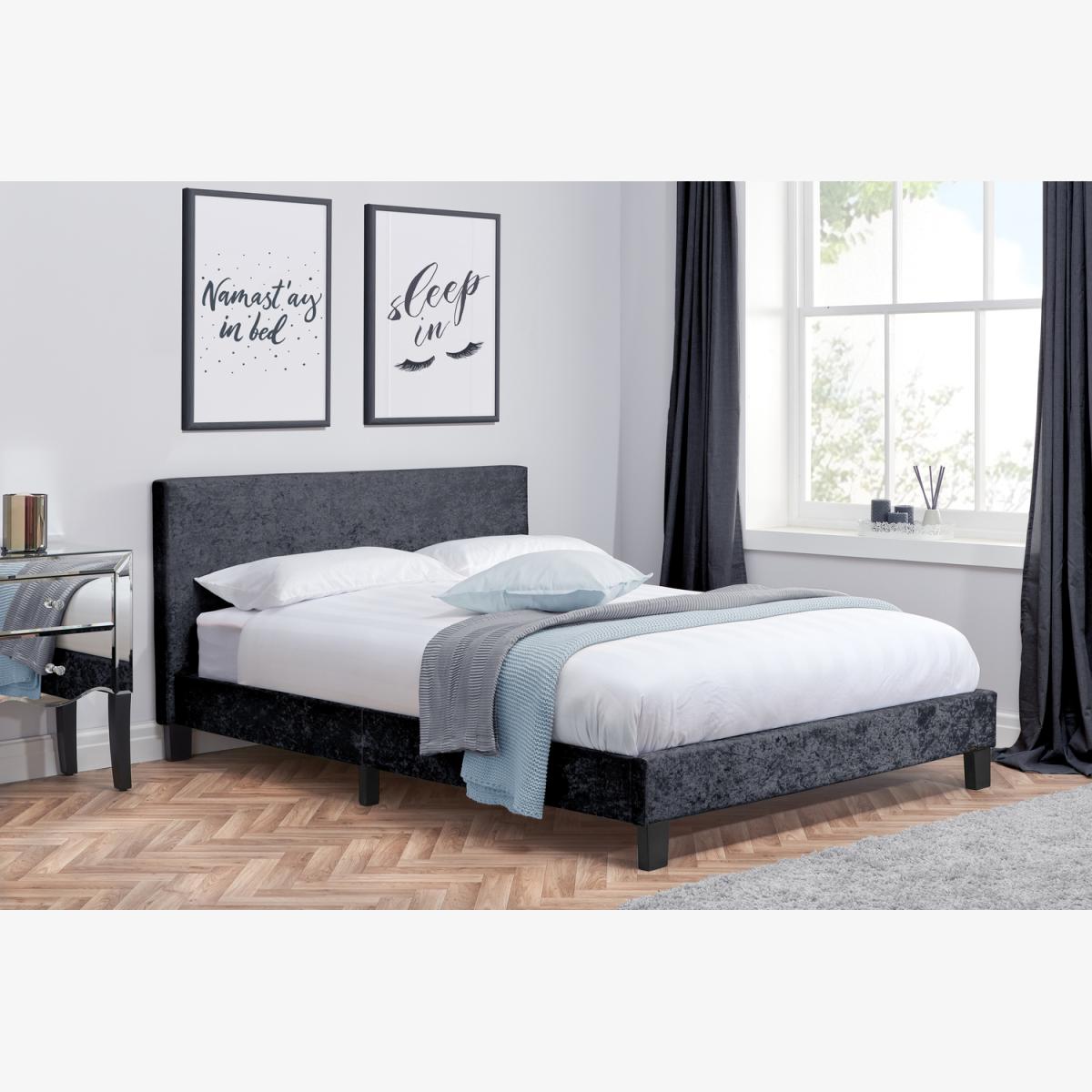 Berlin Double Bed - Black Crushed Velvet
