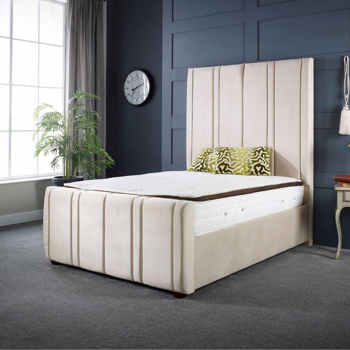 Lucinda Panel Luxury Velvet Upholstered Bed Frame - Black / 119.7kg / 145cm / Double – image 2