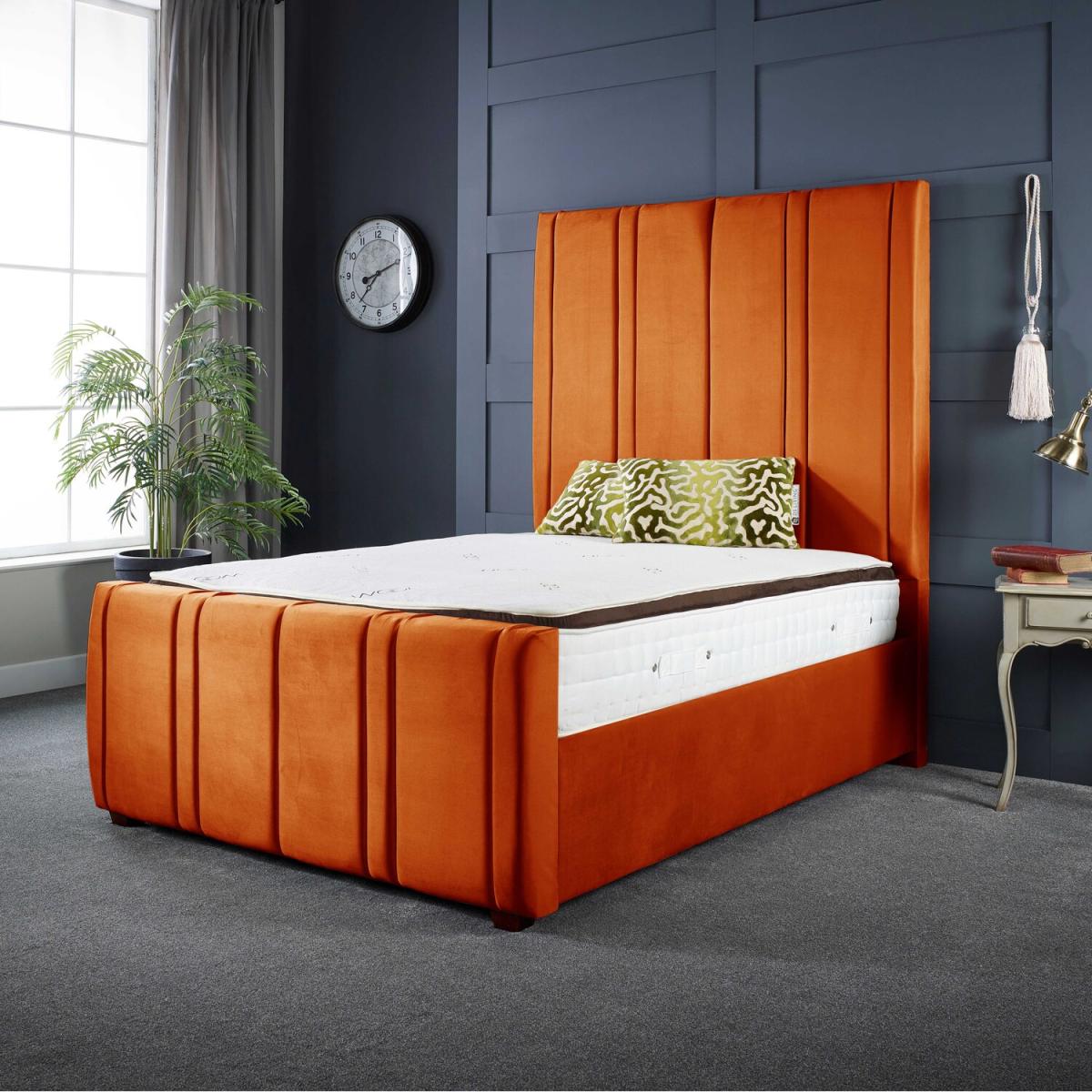 Lucinda Panel Luxury Velvet Upholstered Bed Frame - Black / 119.7kg / 145cm / Double – image 11