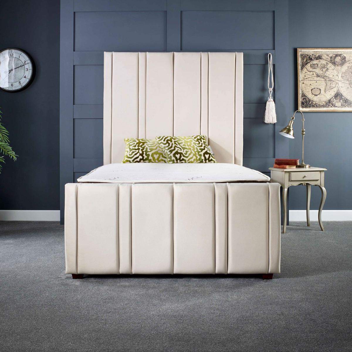 Lucinda Panel Luxury Velvet Upholstered Bed Frame - Black / 119.7kg / 145cm / Double – image 4