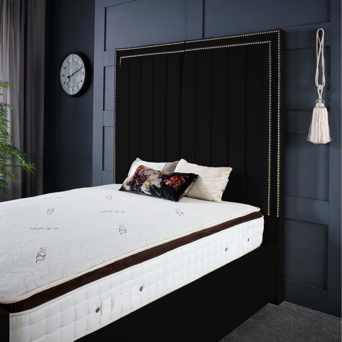 Lucinda Panel Luxury Velvet Upholstered Bed Frame - Black / 119.7kg / 145cm / Double – image 7