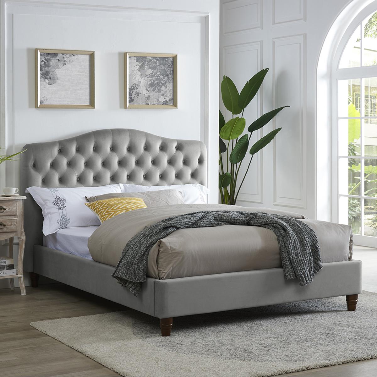 Sorrento Velvet Bed - Cappucino Grey / Double – image 3