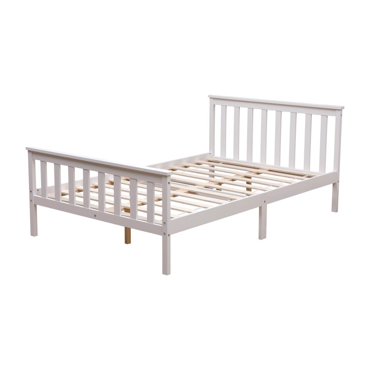 Somnium White Shaker Wooden Bed Frame - White / Double