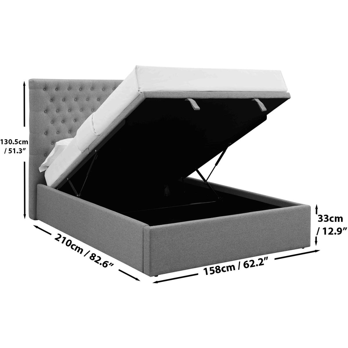 Double Grey Ottoman Storage Bed Frame - Grey – image 7