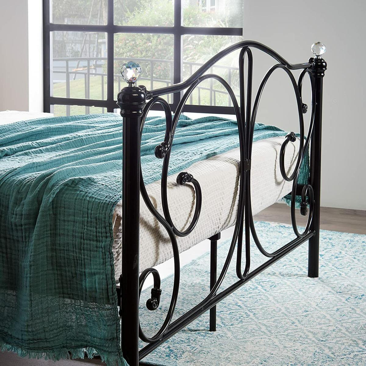 Crystal Metal Bed Frame With Hybrid Mattress - Black / Double – image 3