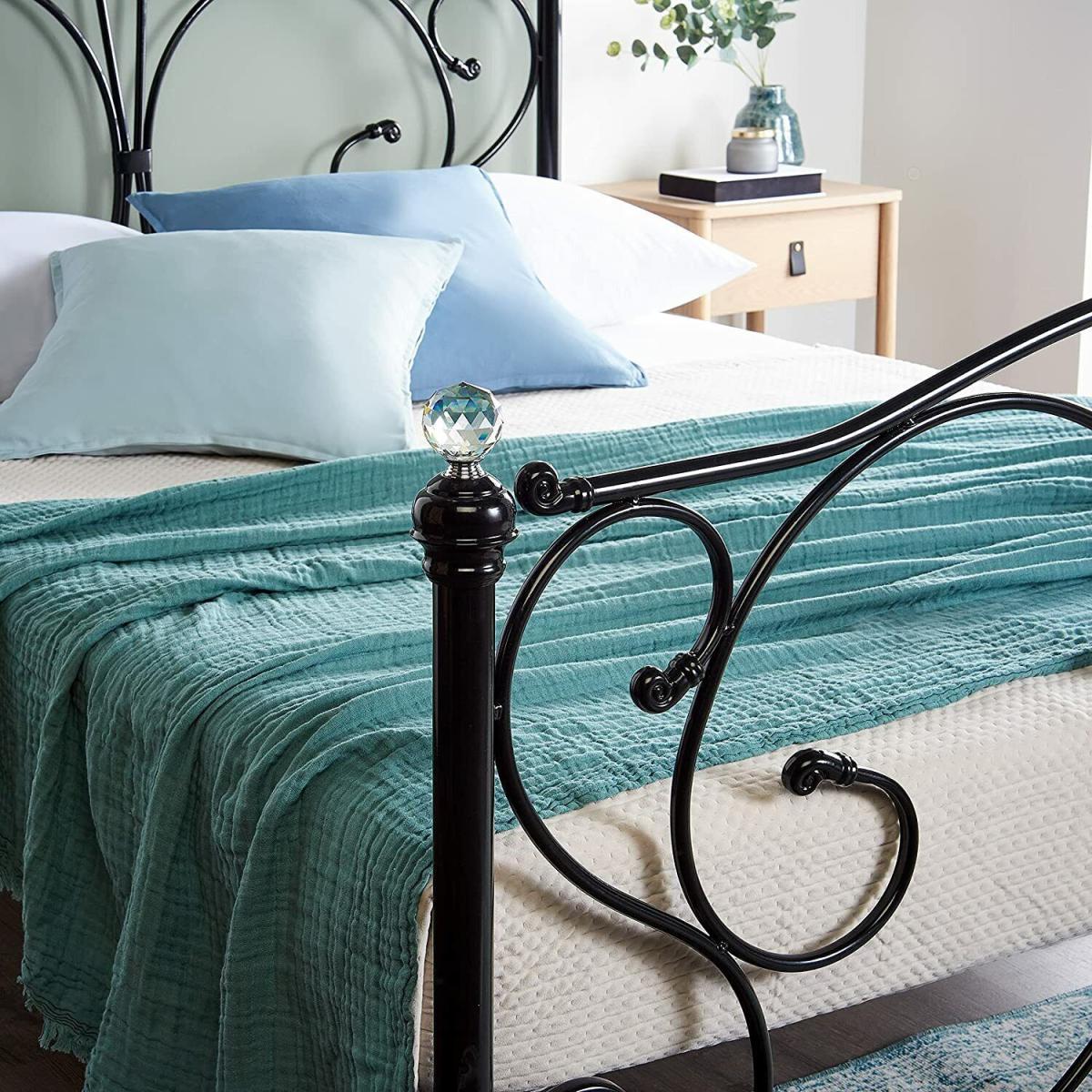 Crystal Metal Bed Frame With Hybrid Mattress - Black / Double – image 4