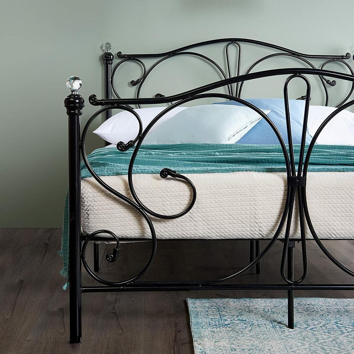 Crystal Metal Bed Frame With Hybrid Mattress - Black / Double – image 5