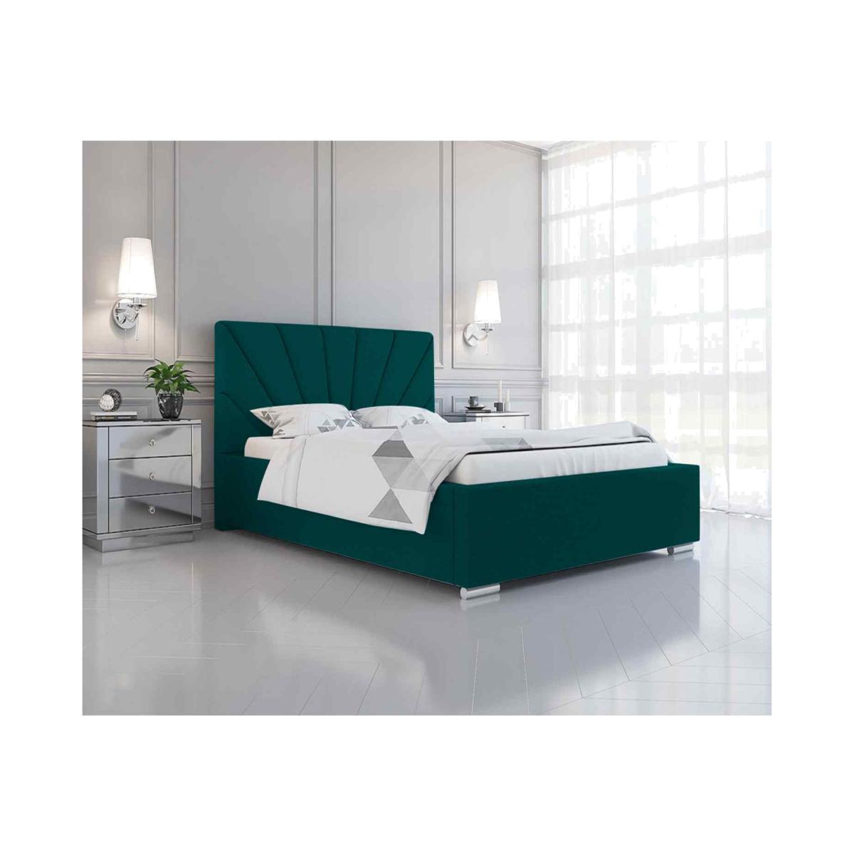 Khris Upholstered Plush Velvet Bed Frame - Green / Double