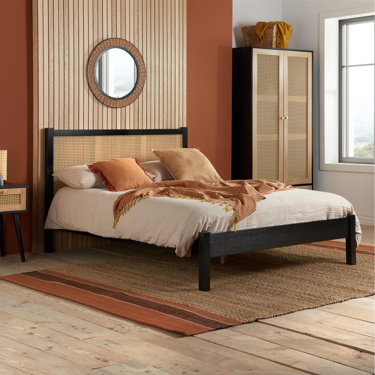 Croxley Rattan Bed Frame - Black / Double