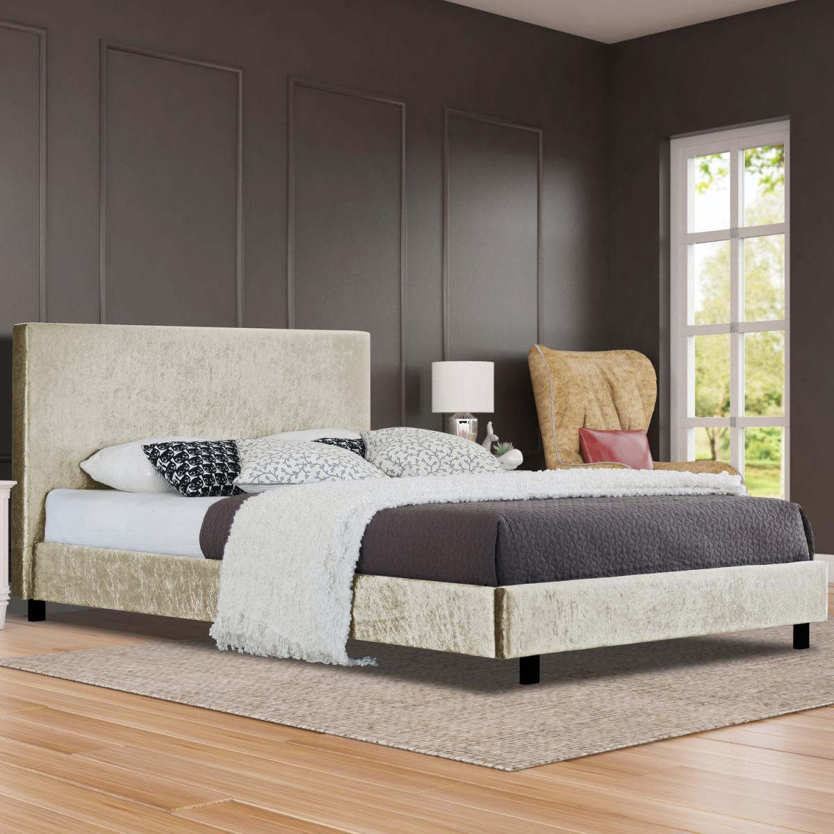 Cream Crushed Velvet Bed Frame - Double – image 2