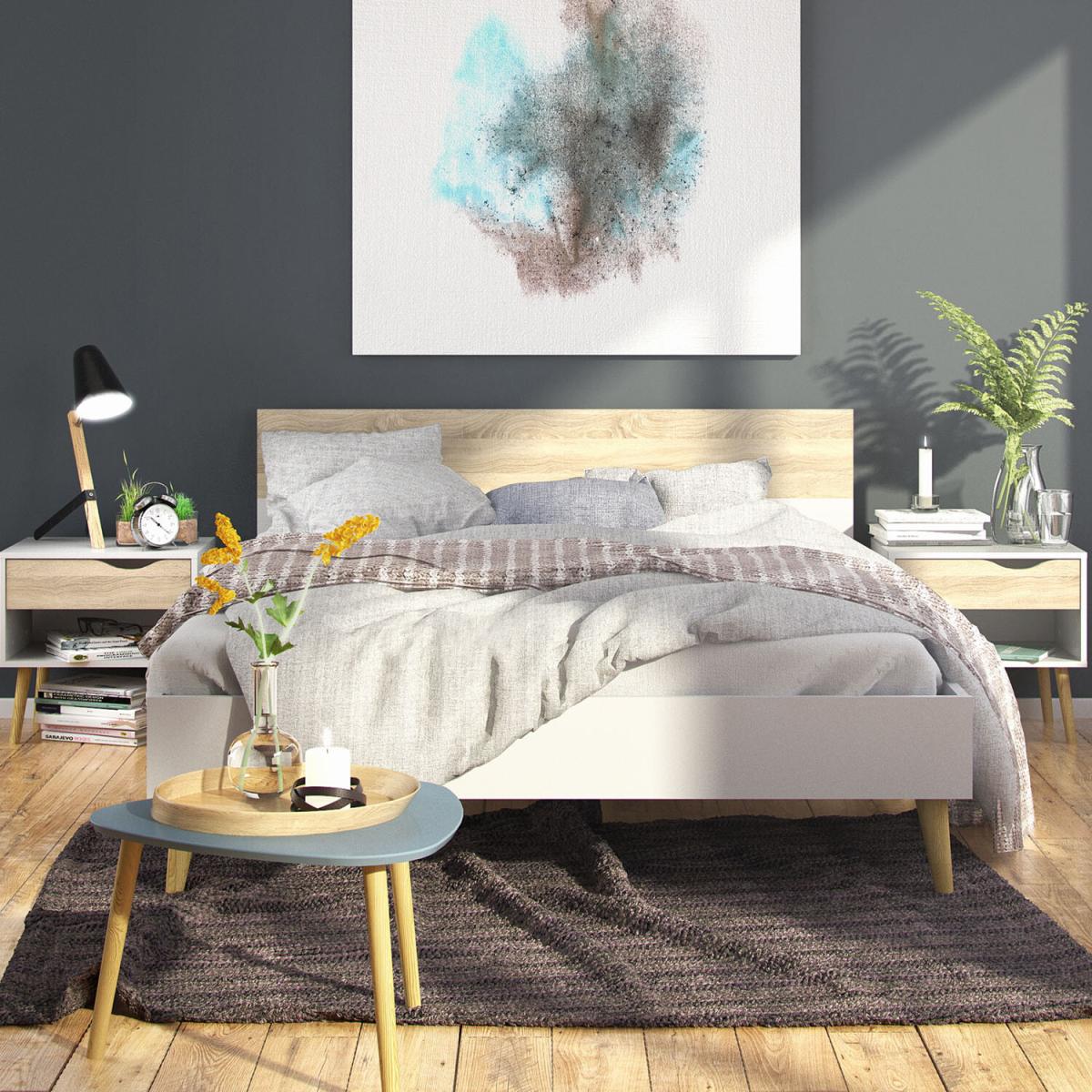 Oslo Euro Bed - White and Oak / Double – image 7
