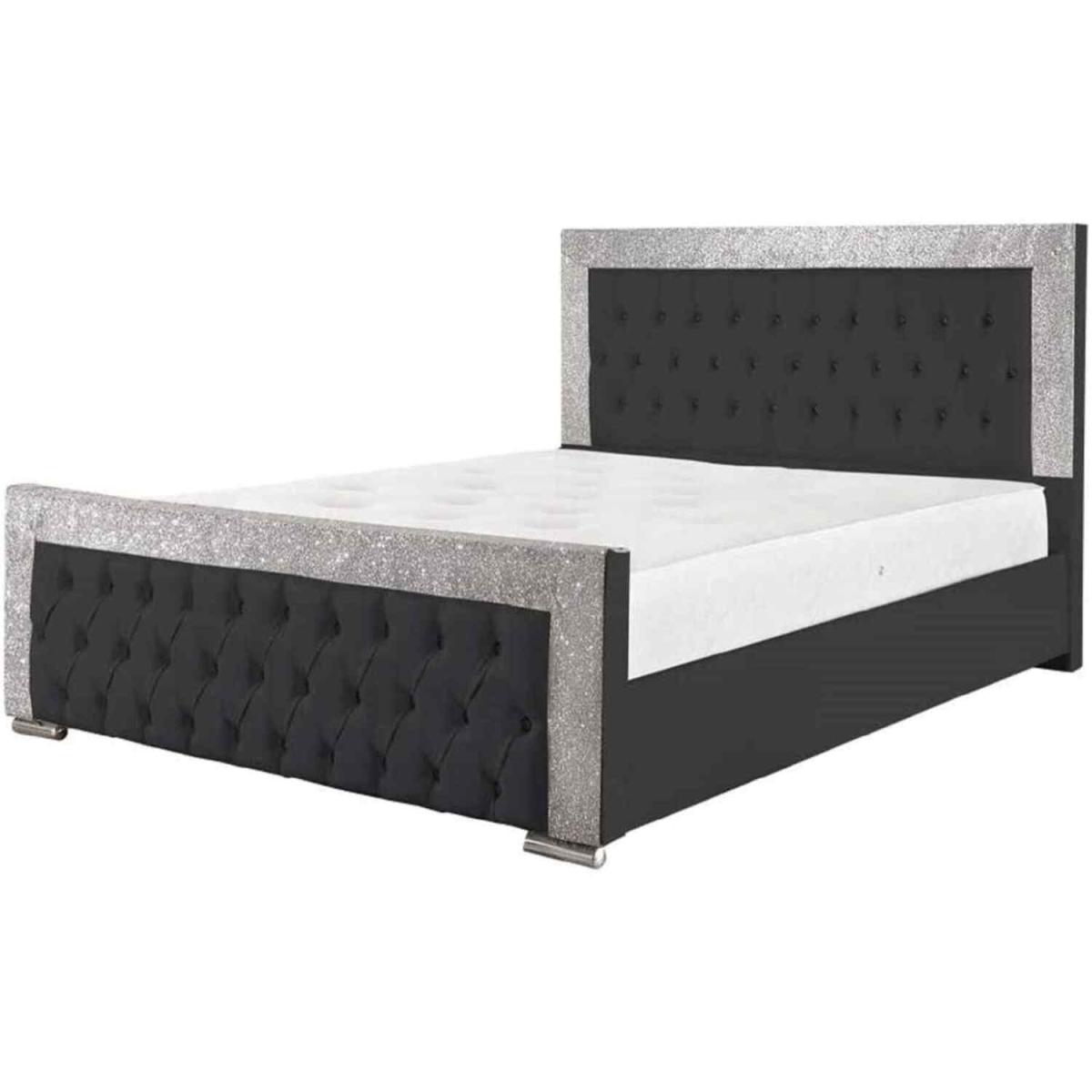 Kryssa Glitter Upholstered PU Leather Bed Frame - White / Double – image 3