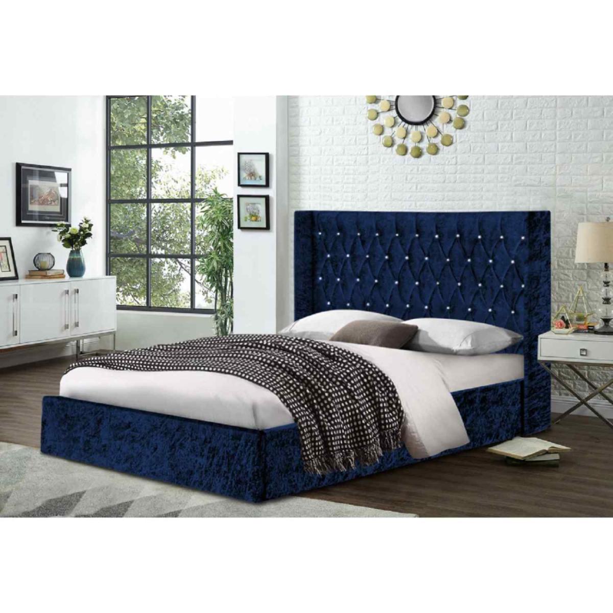Elizabeth Upholstered Crush Velvet Bed Frame - Yellow / Double – image 4