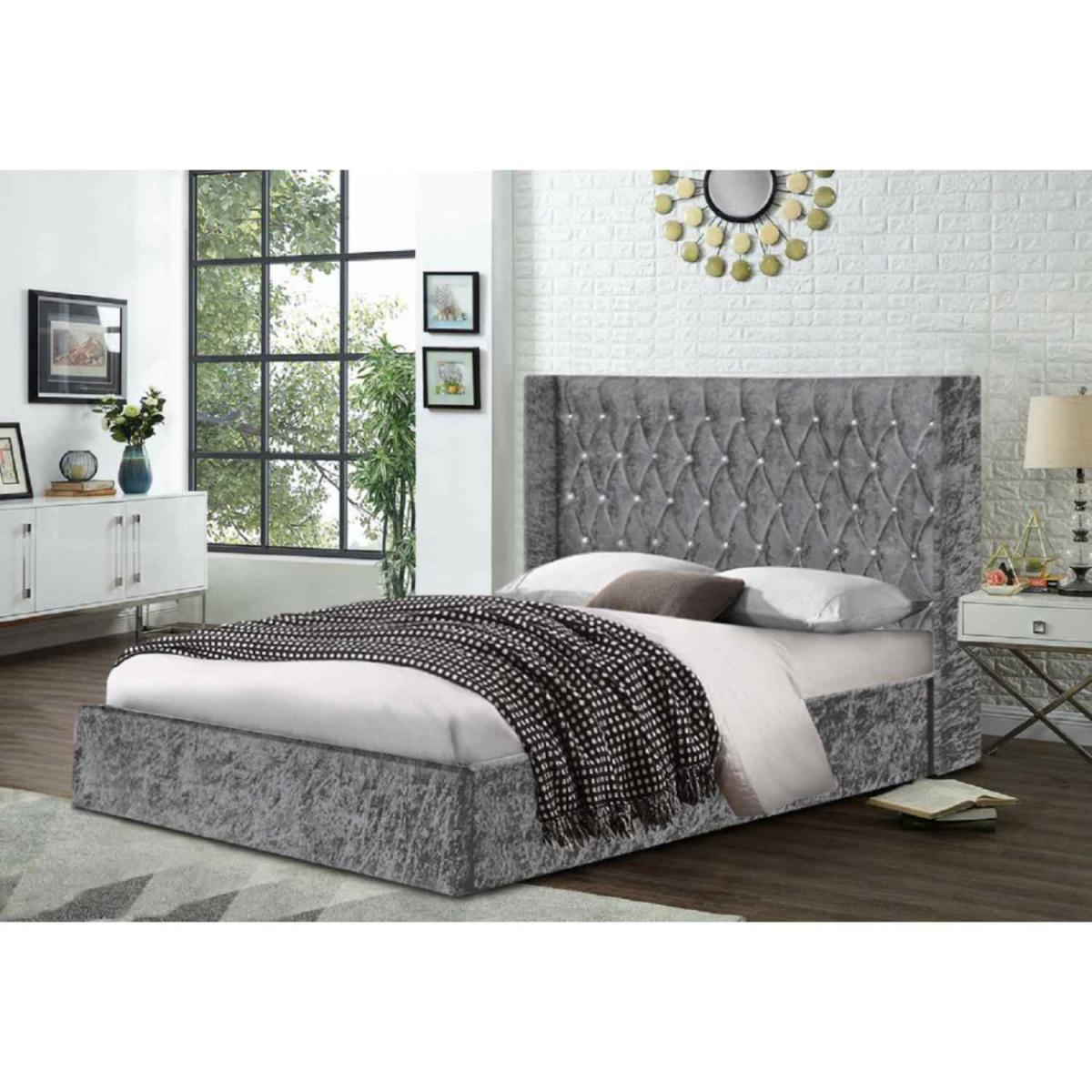 Elizabeth Upholstered Crush Velvet Bed Frame - Yellow / Double – image 5