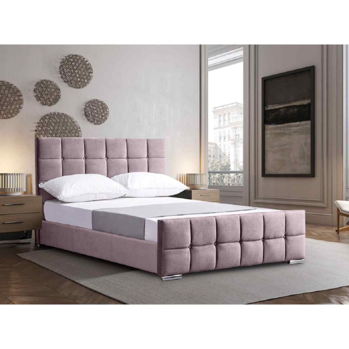 Milada Upholstered Plush Velvet Bed Frame - Black / Double – image 2