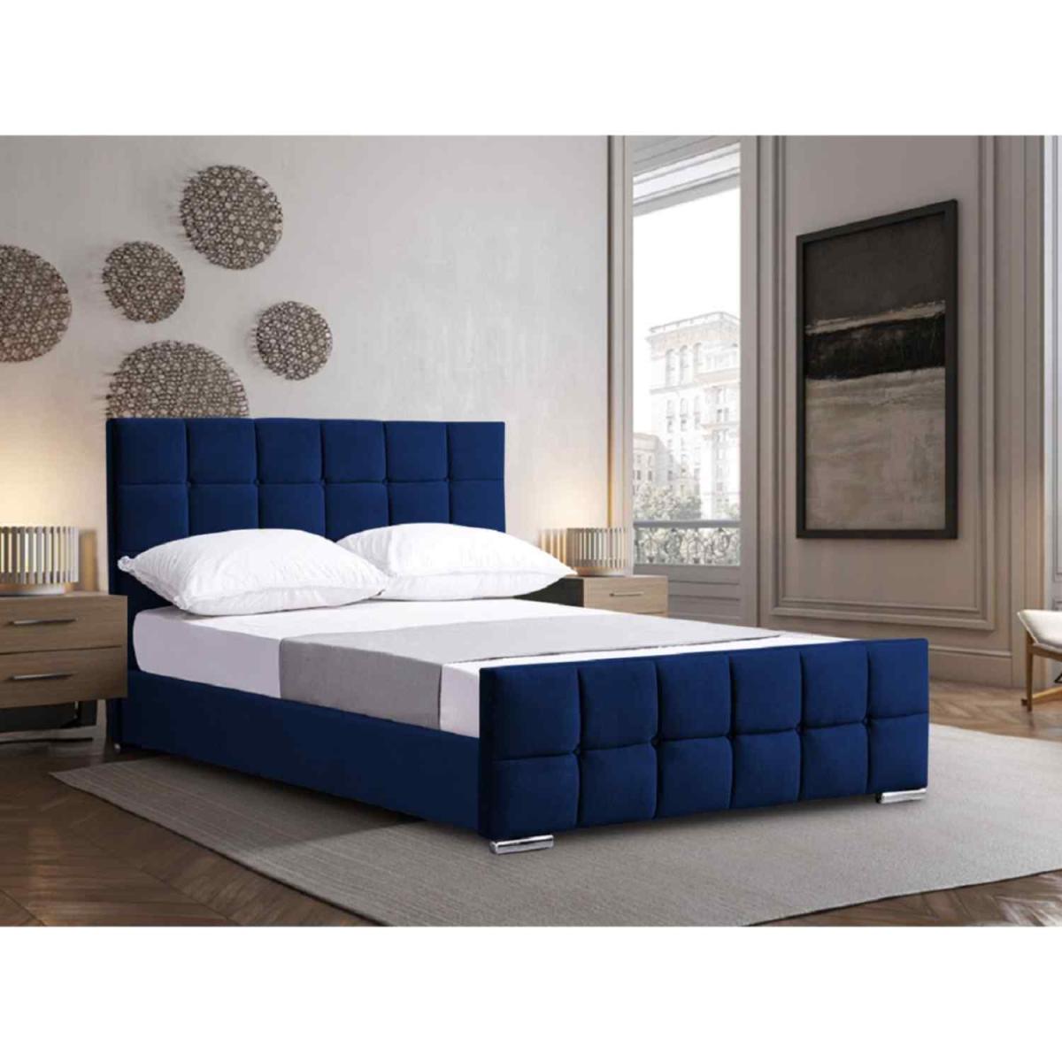 Milada Upholstered Plush Velvet Bed Frame - Black / Double – image 3