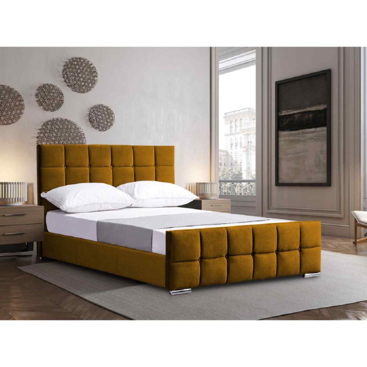 Milada Upholstered Plush Velvet Bed Frame - Black / Double – image 4
