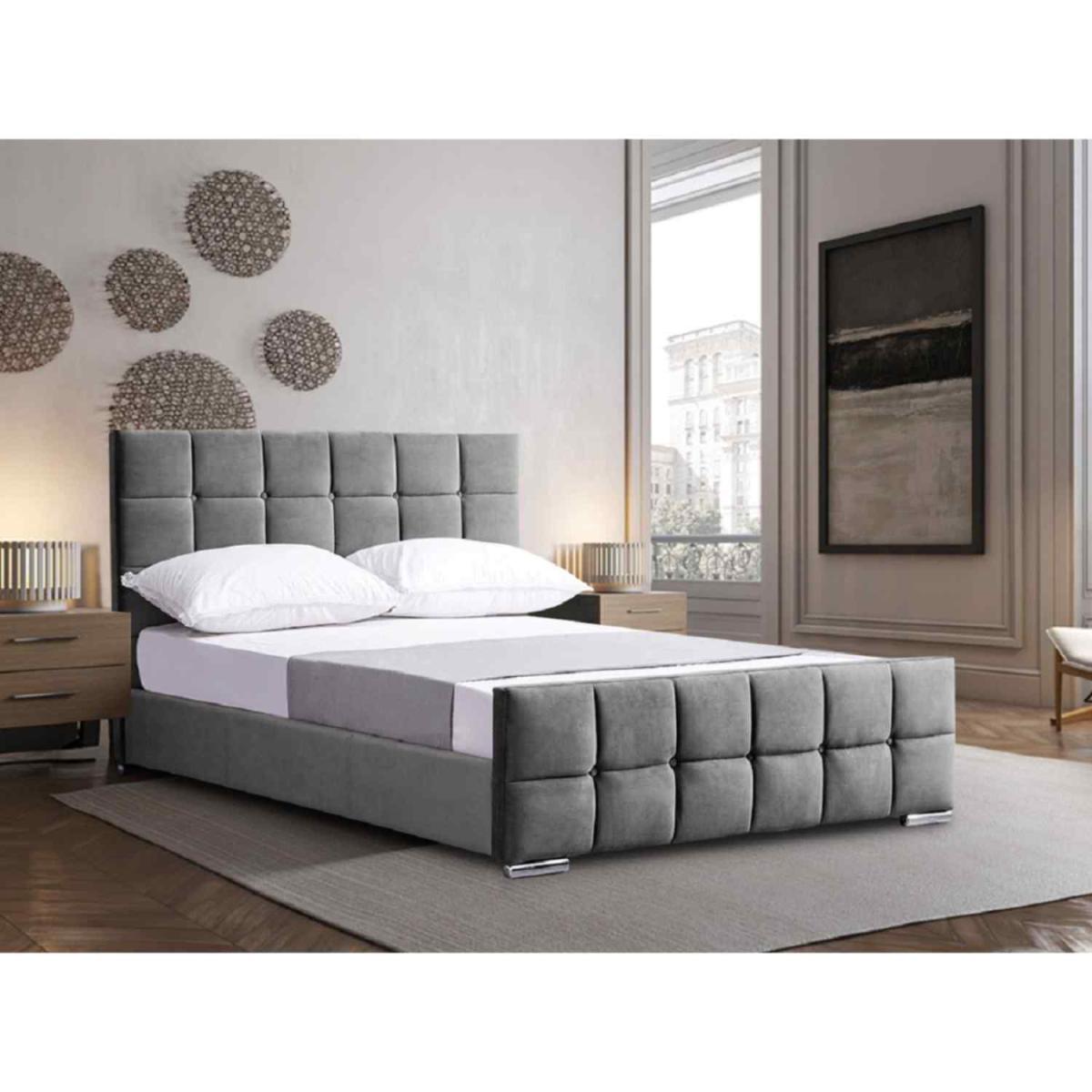 Milada Upholstered Plush Velvet Bed Frame - Black / Double – image 5