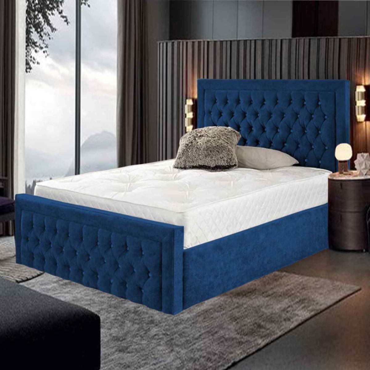 Irati Upholstered Plush Velvet Bed Frame - Steel / Double – image 4