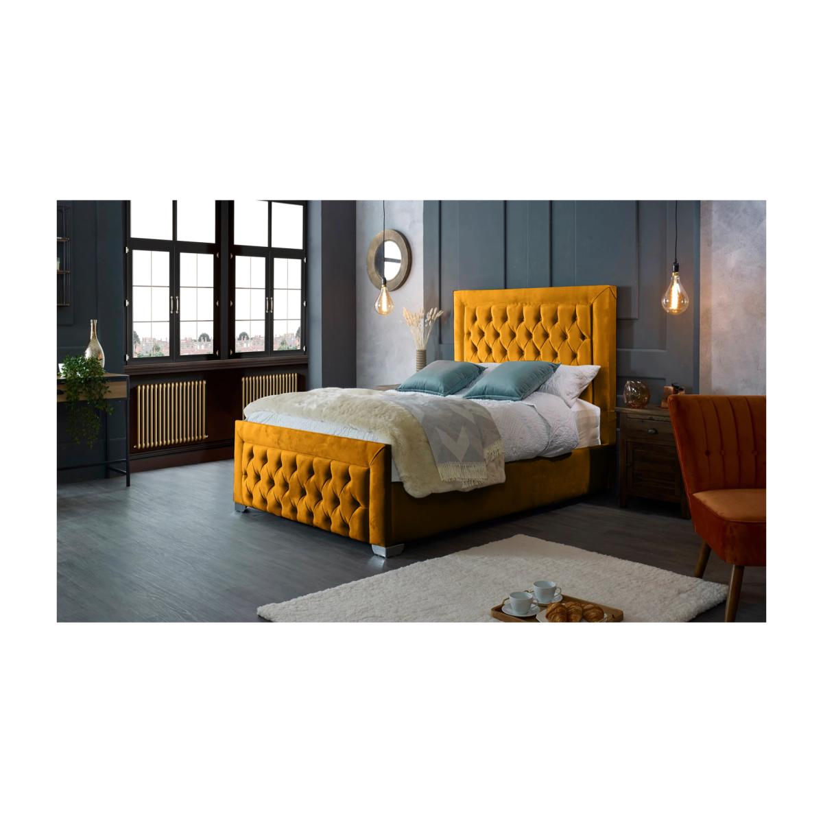 Gelson Plush Bed Frame - Mustard / Double