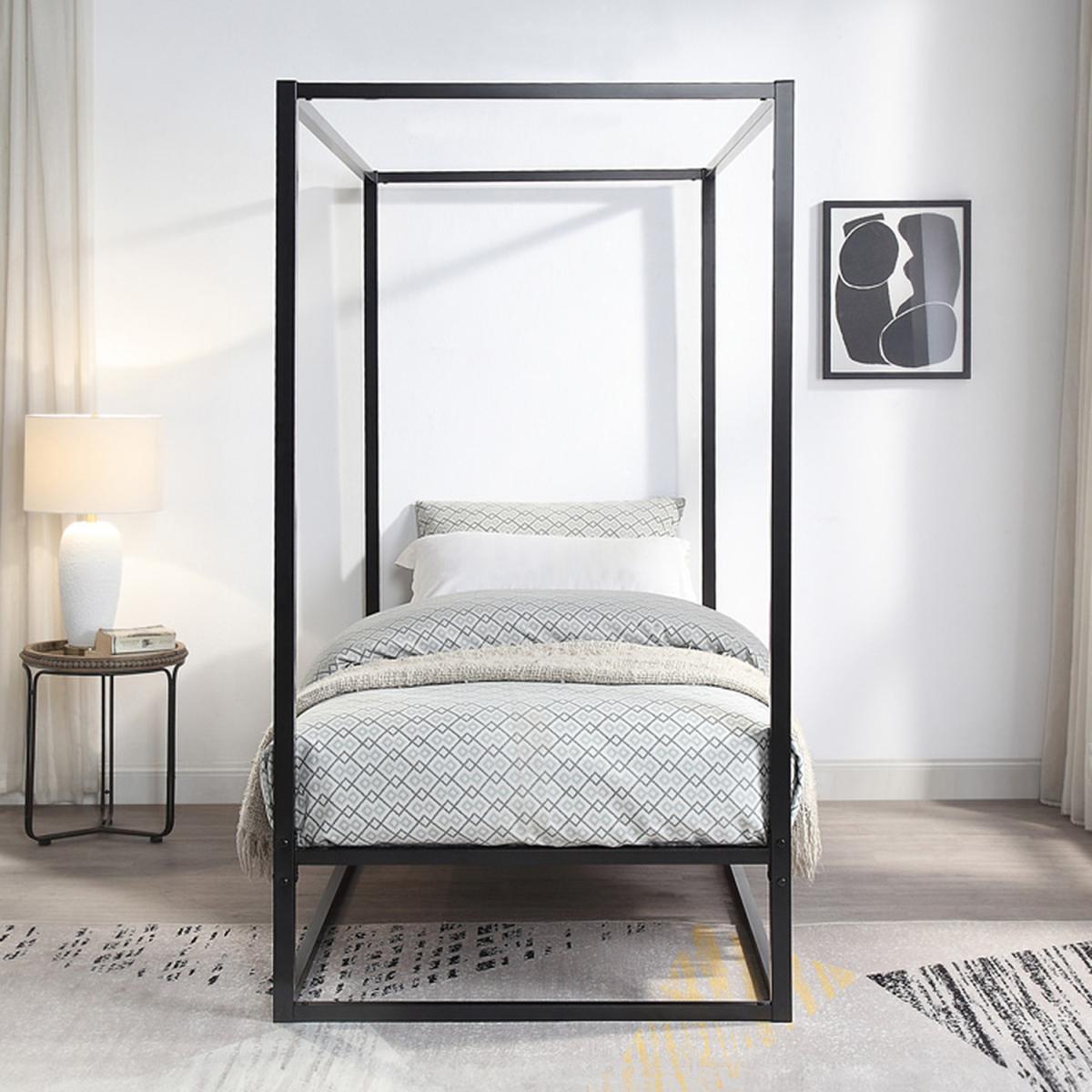 Ashwell Modern 4 Poster Metal Bed Frame - White / Double – image 3