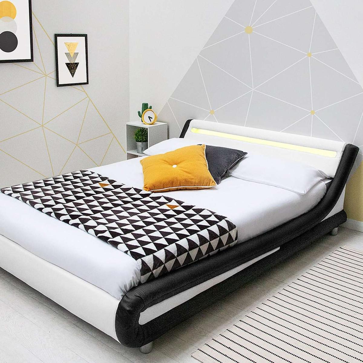 Barcelona Black and White LED Bed Frame - White / Double – image 2