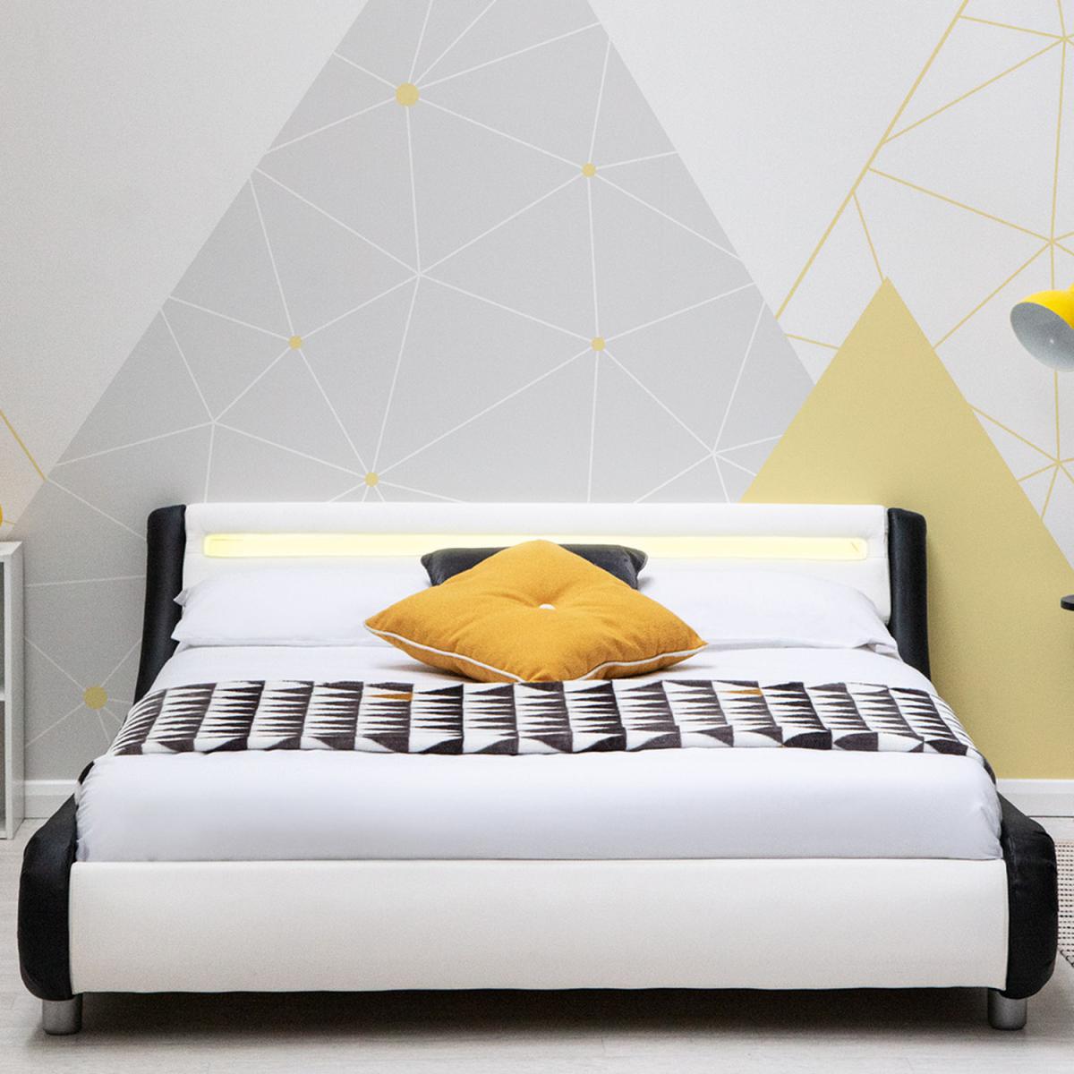 Barcelona Black and White LED Bed Frame - White / Double – image 3